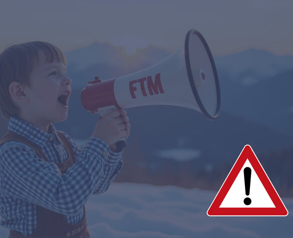 Illustration: Ein Achtung-Verkehrsschild mit einem Jungen, der ein Megaphon in seinen Händenhält Illustration: Ein Achtung-Verkehrsschild mit einem Jungen, der ein Megaphon in seinen Händenhält